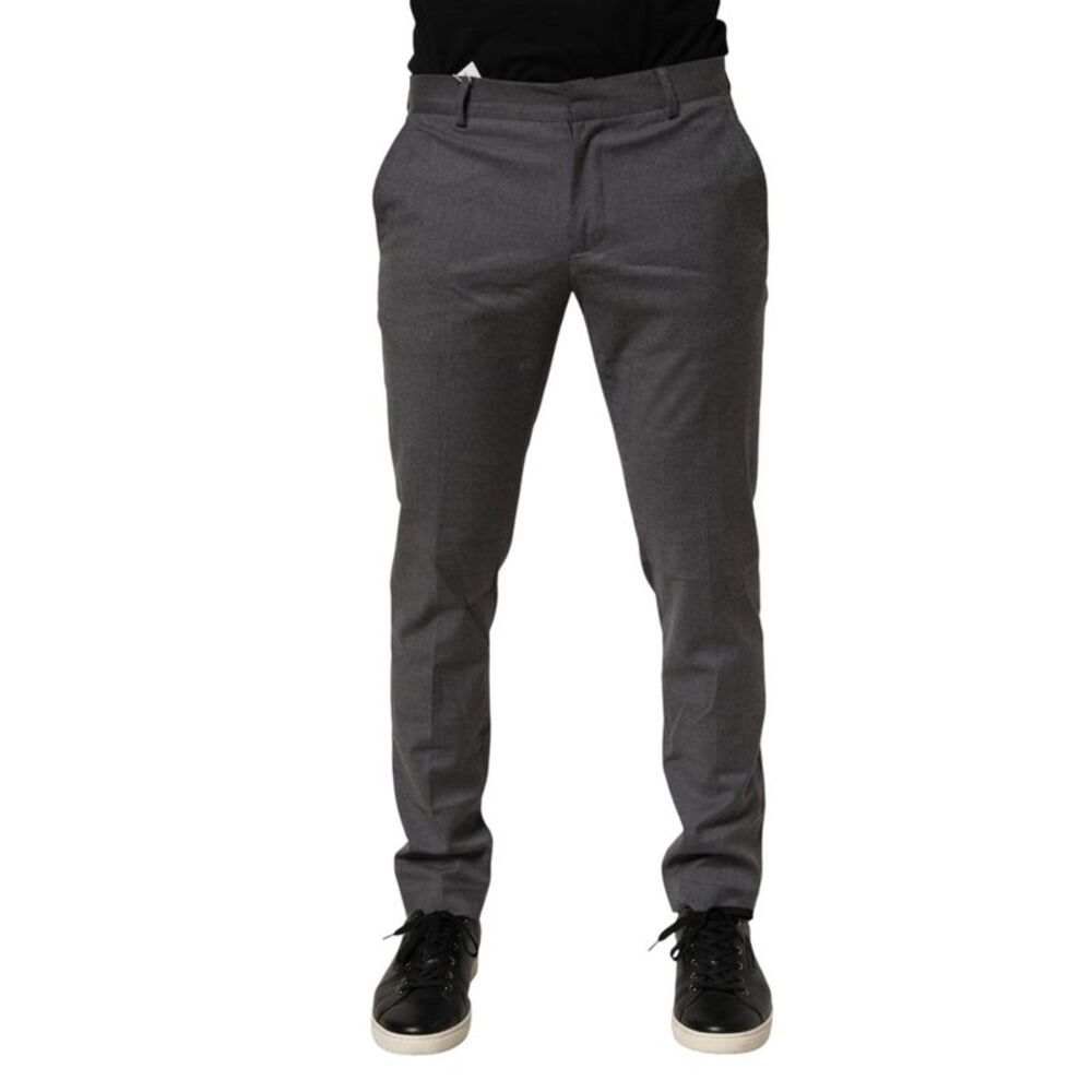 Daniele Alessandrini Gray Polyester Formal Dress Trouser Men's Pants